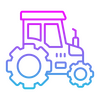 A neon gradient outline of a tractor is displayed against a transparent background.