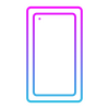 A neon gradient outline of a smartphone screen, representing mobile apps, is centered on a transparent background.